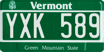 VT license plate YXK589