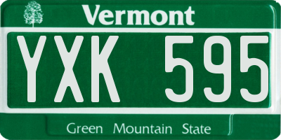 VT license plate YXK595