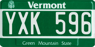 VT license plate YXK596