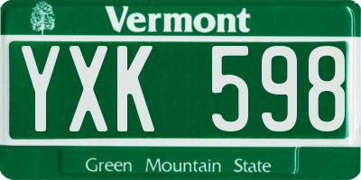 VT license plate YXK598