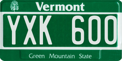 VT license plate YXK600