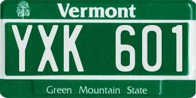 VT license plate YXK601