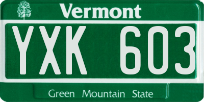 VT license plate YXK603