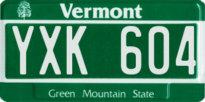 VT license plate YXK604