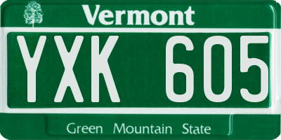 VT license plate YXK605