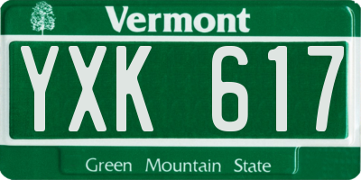 VT license plate YXK617