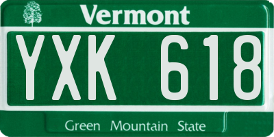 VT license plate YXK618