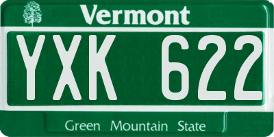 VT license plate YXK622