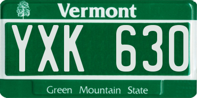 VT license plate YXK630
