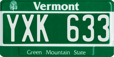 VT license plate YXK633