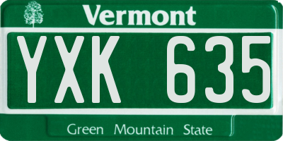 VT license plate YXK635