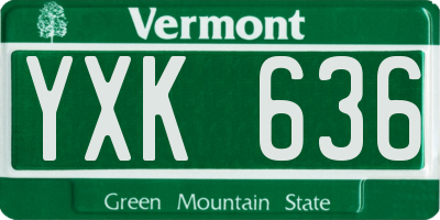 VT license plate YXK636