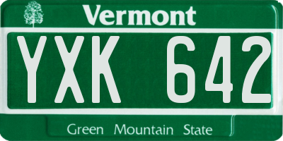 VT license plate YXK642