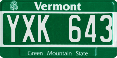 VT license plate YXK643