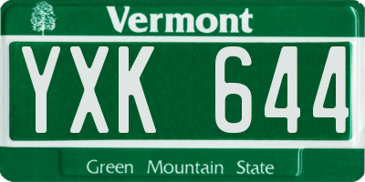 VT license plate YXK644