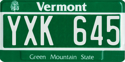 VT license plate YXK645