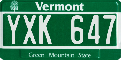 VT license plate YXK647