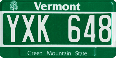 VT license plate YXK648