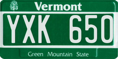 VT license plate YXK650