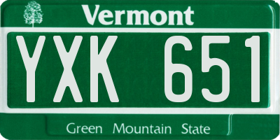 VT license plate YXK651