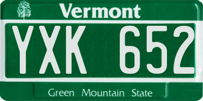 VT license plate YXK652