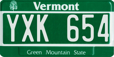 VT license plate YXK654