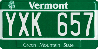 VT license plate YXK657