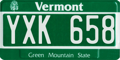 VT license plate YXK658