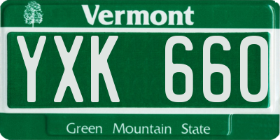 VT license plate YXK660