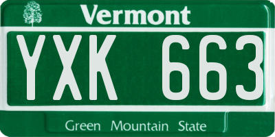 VT license plate YXK663