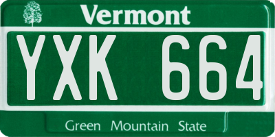 VT license plate YXK664