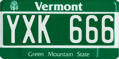 VT license plate YXK666