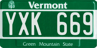 VT license plate YXK669