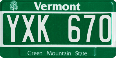 VT license plate YXK670