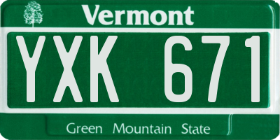 VT license plate YXK671