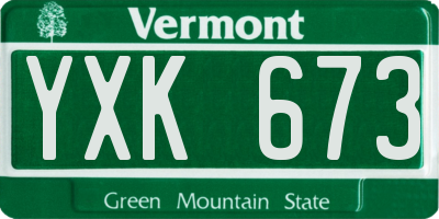VT license plate YXK673