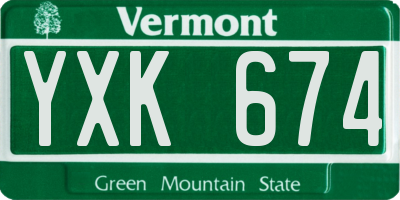 VT license plate YXK674