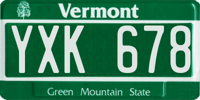VT license plate YXK678