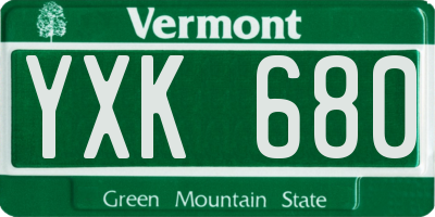 VT license plate YXK680