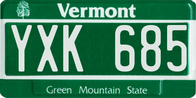 VT license plate YXK685