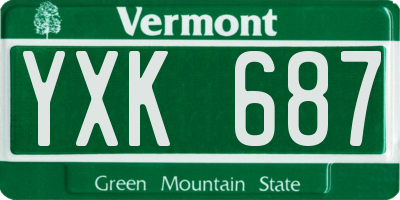 VT license plate YXK687