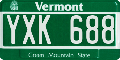 VT license plate YXK688