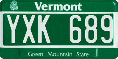 VT license plate YXK689