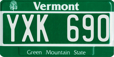 VT license plate YXK690