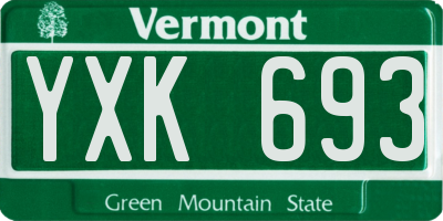 VT license plate YXK693