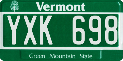 VT license plate YXK698