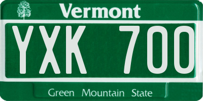 VT license plate YXK700