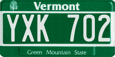 VT license plate YXK702