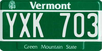 VT license plate YXK703