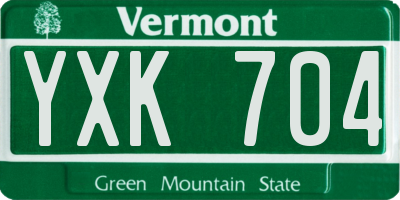 VT license plate YXK704